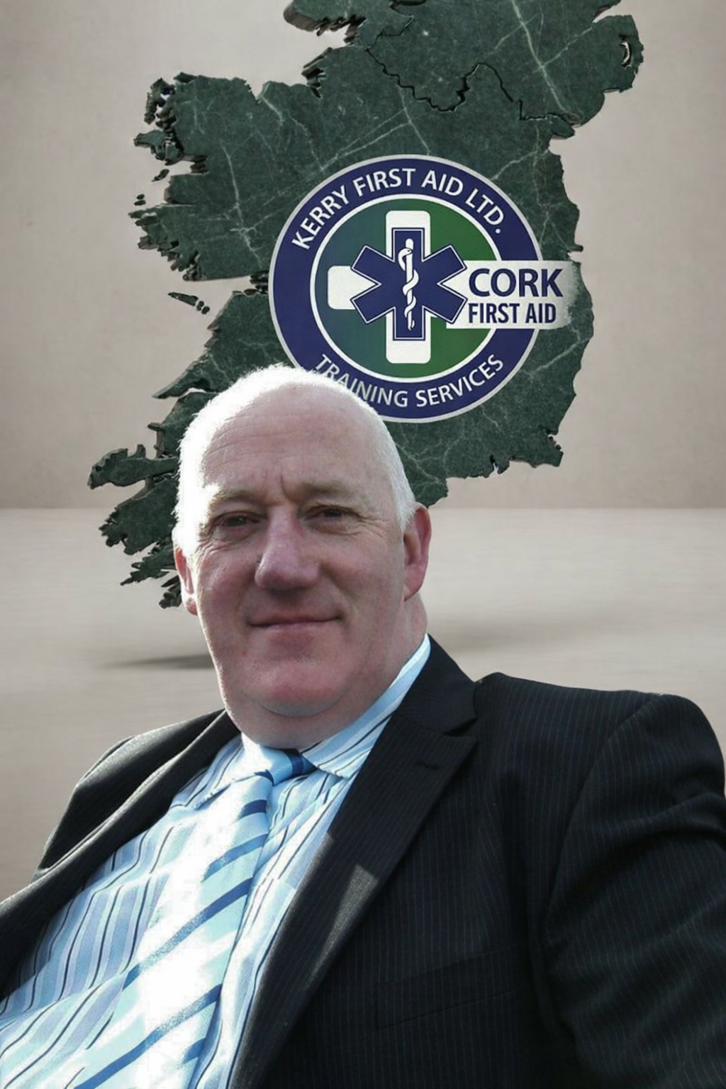 Ireland map themed First Aid Training Services visual for Cork, Limerick and Kerry